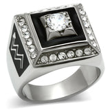 TK493 - High polished (no plating) Stainless Steel Ring with AAA Grade CZ  in Clear - Alamode