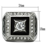 TK493 - High polished (no plating) Stainless Steel Ring with AAA Grade CZ  in Clear - Alamode