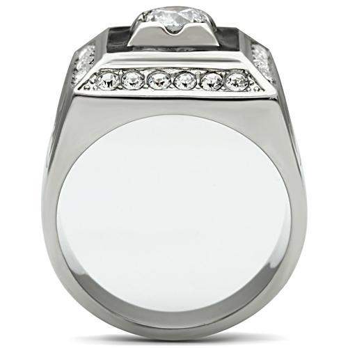 TK493 - High polished (no plating) Stainless Steel Ring with AAA Grade CZ in Clear - Alamode - Flyclothing LLC