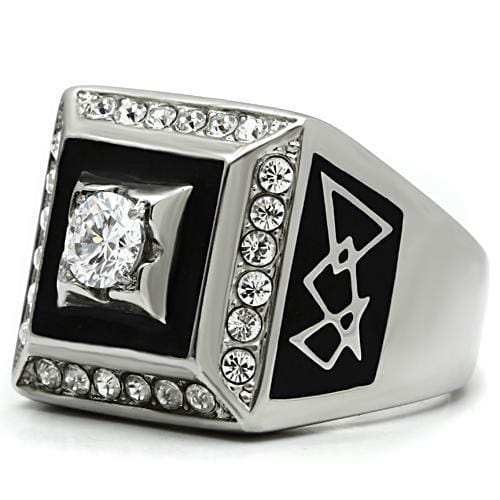 TK493 - High polished (no plating) Stainless Steel Ring with AAA Grade CZ in Clear - Alamode - Flyclothing LLC