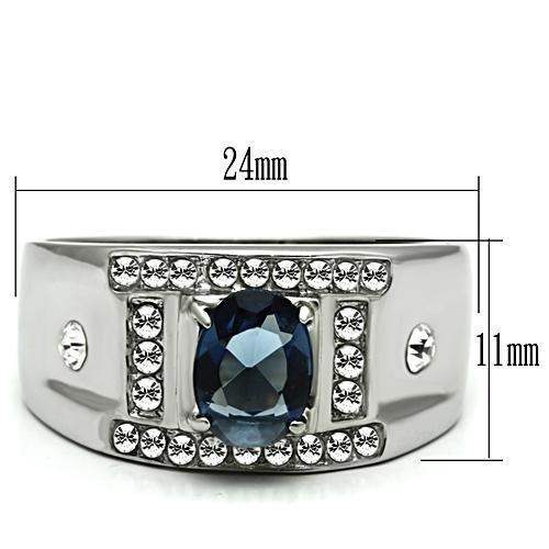 TK497 - High polished (no plating) Stainless Steel Ring with Synthetic Synthetic Glass in Montana - Alamode - Flyclothing LLC
