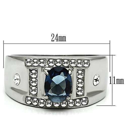 TK497 - High polished (no plating) Stainless Steel Ring with Synthetic Synthetic Glass in Montana - Alamode - Flyclothing LLC