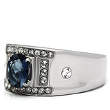 TK497 - High polished (no plating) Stainless Steel Ring with Synthetic Synthetic Glass in Montana - Alamode - Flyclothing LLC