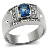 TK497 - High polished (no plating) Stainless Steel Ring with Synthetic Synthetic Glass in Montana - Alamode - Flyclothing LLC
