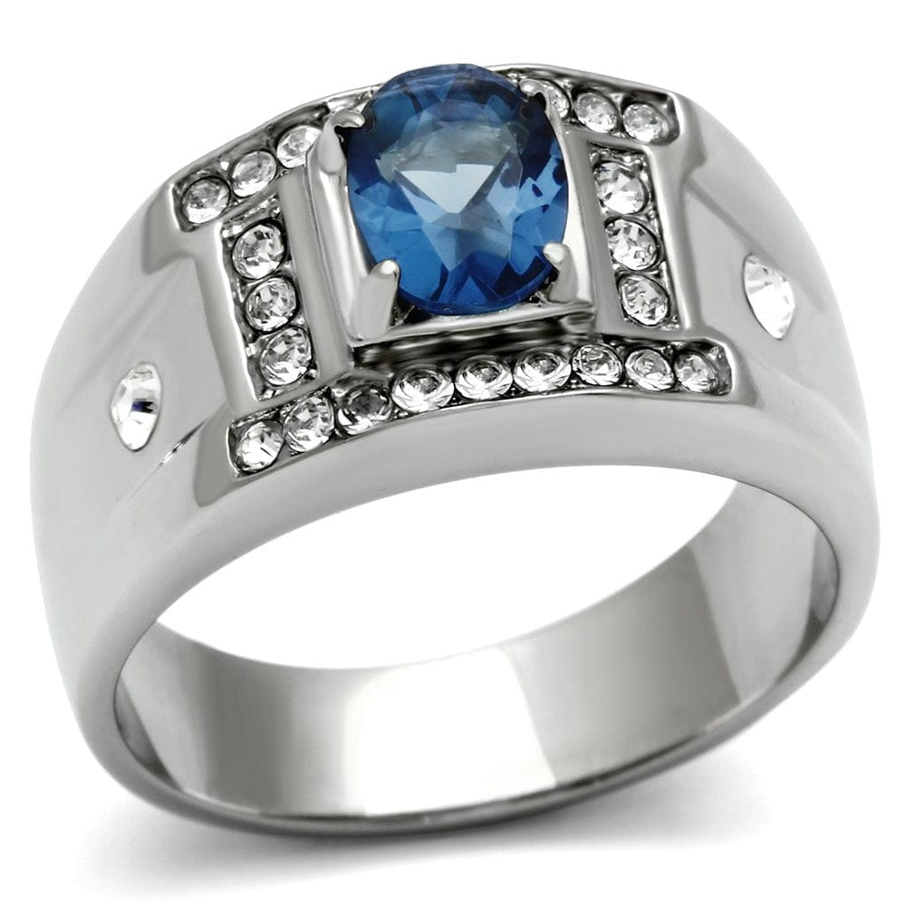 TK497 - High polished (no plating) Stainless Steel Ring with Synthetic Synthetic Glass in Montana - Alamode