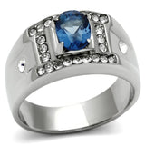 TK497 - High polished (no plating) Stainless Steel Ring with Synthetic Synthetic Glass in Montana - Alamode