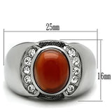 TK499 - High polished (no plating) Stainless Steel Ring with Semi-Precious Onyx in Siam - Alamode
