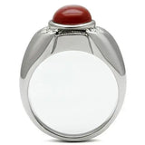 TK499 - High polished (no plating) Stainless Steel Ring with Semi-Precious Onyx in Siam - Alamode - Flyclothing LLC