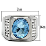 TK500 - High polished (no plating) Stainless Steel Ring with Synthetic Synthetic Glass in Light Sapphire - Alamode - Flyclothing LLC