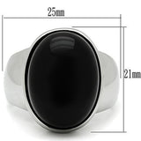 TK501 - High polished (no plating) Stainless Steel Ring with Semi-Precious Onyx in Jet - Alamode