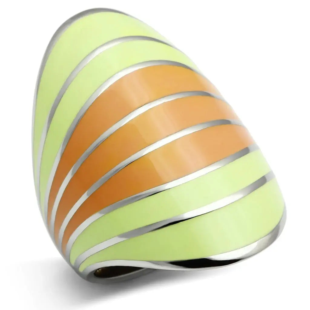 TK504 - High polished (no plating) Stainless Steel Ring with Epoxy in Multi Color - Alamode - Flyclothing LLC