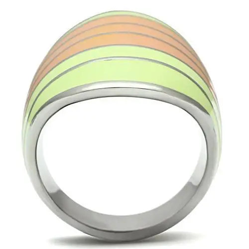 TK504 - High polished (no plating) Stainless Steel Ring with Epoxy in Multi Color - Alamode - Flyclothing LLC