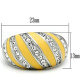 TK506 - High polished (no plating) Stainless Steel Ring with Top Grade Crystal  in Clear - Alamode