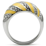 TK506 - High polished (no plating) Stainless Steel Ring with Top Grade Crystal  in Clear - Alamode
