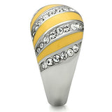TK506 - High polished (no plating) Stainless Steel Ring with Top Grade Crystal  in Clear - Alamode