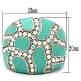 TK507 - High polished (no plating) Stainless Steel Ring with Top Grade Crystal in Aurora Borealis (Rainbow Effect) - Alamode - Flyclothing LLC