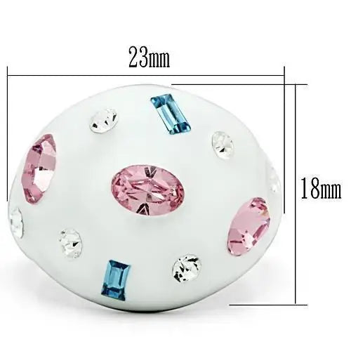 TK512 - High polished (no plating) Stainless Steel Ring with Top Grade Crystal in Multi Color - Alamode - Flyclothing LLC