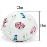 TK512 - High polished (no plating) Stainless Steel Ring with Top Grade Crystal  in Multi Color - Alamode