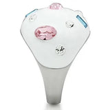 TK512 - High polished (no plating) Stainless Steel Ring with Top Grade Crystal in Multi Color - Alamode - Flyclothing LLC