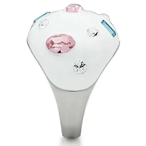 TK512 - High polished (no plating) Stainless Steel Ring with Top Grade Crystal in Multi Color - Alamode - Flyclothing LLC