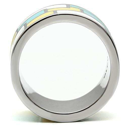 TK514 - High polished (no plating) Stainless Steel Ring with Epoxy in Multi Color - Alamode - Flyclothing LLC