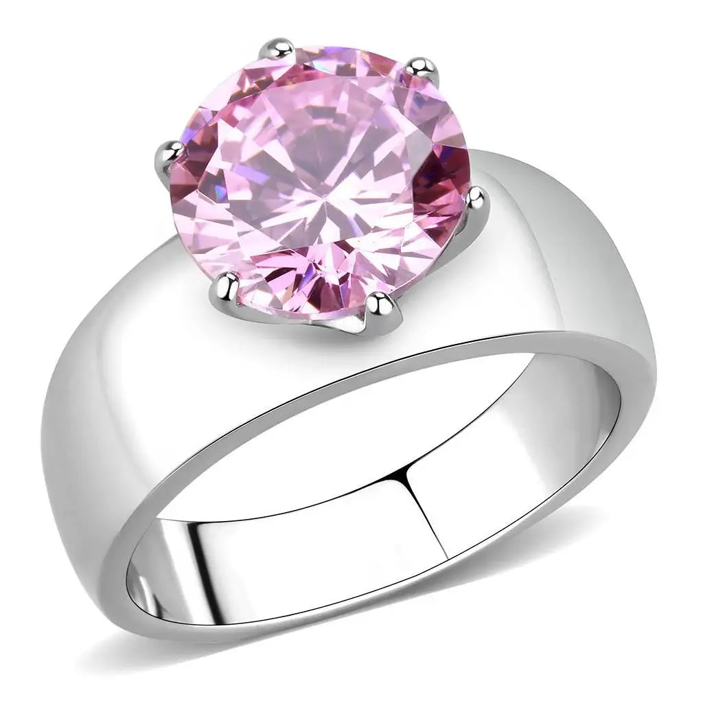 High polished (no plating) Stainless Steel Ring with AAA Grade CZ in Rose - Alamode - Flyclothing LLC