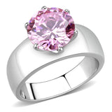 TK52010 - High polished (no plating) Stainless Steel Ring with AAA Grade CZ  in Rose - Alamode