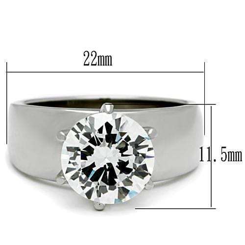 TK520 - High polished (no plating) Stainless Steel Ring with AAA Grade CZ in Clear - Alamode - Flyclothing LLC