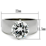 TK520 - High polished (no plating) Stainless Steel Ring with AAA Grade CZ  in Clear - Alamode
