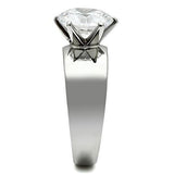 TK520 - High polished (no plating) Stainless Steel Ring with AAA Grade CZ  in Clear - Alamode