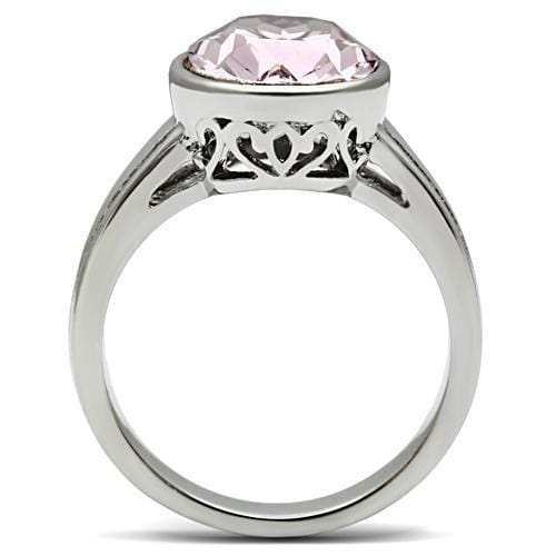 TK522 - High polished (no plating) Stainless Steel Ring with Top Grade Crystal in Light Amethyst - Alamode - Flyclothing LLC
