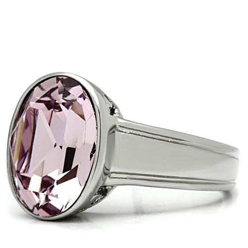 TK522 - High polished (no plating) Stainless Steel Ring with Top Grade Crystal in Light Amethyst - Alamode - Flyclothing LLC
