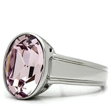 TK522 - High polished (no plating) Stainless Steel Ring with Top Grade Crystal  in Light Amethyst - Alamode