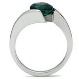 TK523 - High polished (no plating) Stainless Steel Ring with Synthetic Synthetic Glass in Blue Zircon - Alamode - Flyclothing LLC