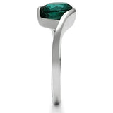 TK523 - High polished (no plating) Stainless Steel Ring with Synthetic Synthetic Glass in Blue Zircon - Alamode