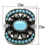TK526 - High polished (no plating) Stainless Steel Ring with Synthetic Synthetic Glass in Sea Blue - Alamode - Flyclothing LLC