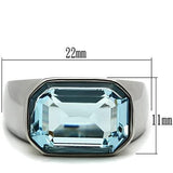 TK527 - High polished (no plating) Stainless Steel Ring with Top Grade Crystal  in Sea Blue - Alamode