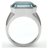 TK527 - High polished (no plating) Stainless Steel Ring with Top Grade Crystal in Sea Blue - Alamode - Flyclothing LLC