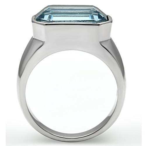 TK527 - High polished (no plating) Stainless Steel Ring with Top Grade Crystal in Sea Blue - Alamode - Flyclothing LLC