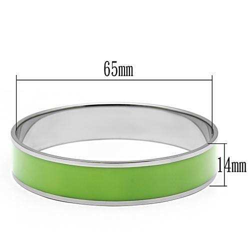 TK531 - High polished (no plating) Stainless Steel Bangle with Epoxy in Emerald - Alamode - Flyclothing LLC