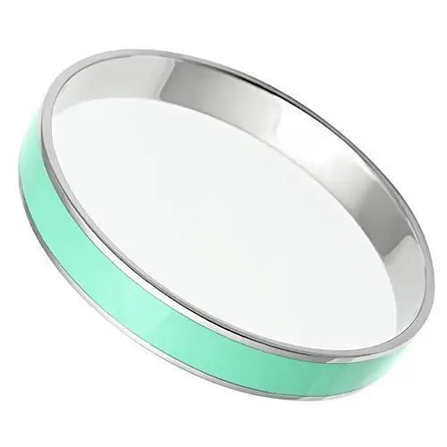 TK537 - High polished (no plating) Stainless Steel Bangle with Epoxy in Aquamarine - Alamode - Flyclothing LLC
