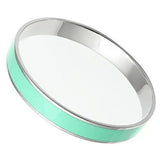TK537 - High polished (no plating) Stainless Steel Bangle with Epoxy in Aquamarine - Alamode - Flyclothing LLC