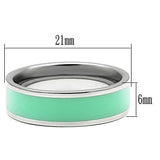 TK542 - High polished (no plating) Stainless Steel Ring with Epoxy  in Aquamarine - Alamode
