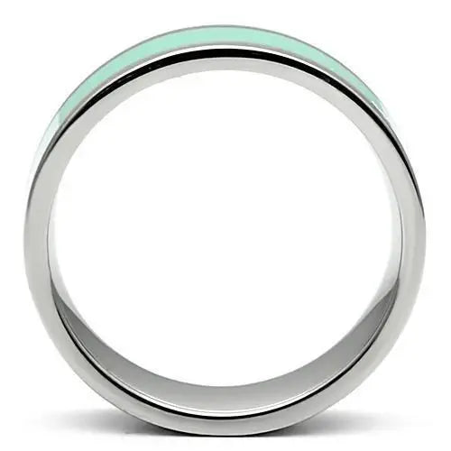 TK542 - High polished (no plating) Stainless Steel Ring with Epoxy in Aquamarine - Alamode - Flyclothing LLC