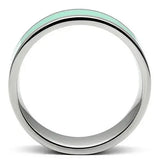 TK542 - High polished (no plating) Stainless Steel Ring with Epoxy in Aquamarine - Alamode - Flyclothing LLC