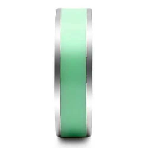 TK542 - High polished (no plating) Stainless Steel Ring with Epoxy in Aquamarine - Alamode - Flyclothing LLC