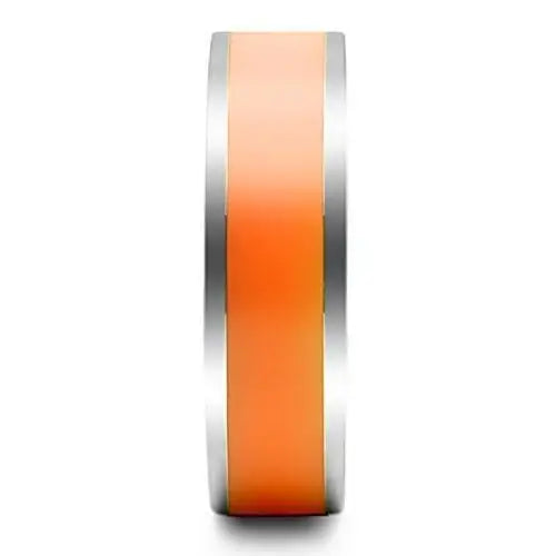 TK544 - High polished (no plating) Stainless Steel Ring with Epoxy in Orange - Alamode - Flyclothing LLC