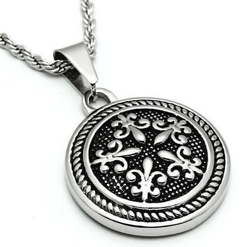 TK551 - High polished (no plating) Stainless Steel Chain Pendant with No Stone - Alamode - Flyclothing LLC