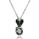 TK552 - High polished (no plating) Stainless Steel Necklace with Synthetic Acrylic in Jet - Alamode - Flyclothing LLC