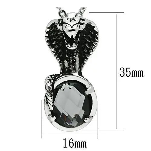 TK552 - High polished (no plating) Stainless Steel Necklace with Synthetic Acrylic in Jet - Alamode - Flyclothing LLC